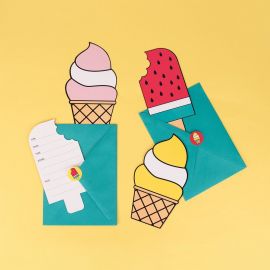 8 Einladungskarten - Eiscreme