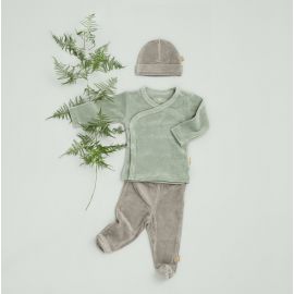 Baby-Shirt mit Ãœberschlag aus Velours Forest green