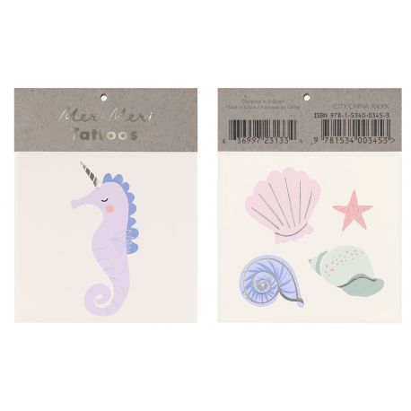 Seahorse & Shell Tattooset