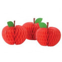 Set mit 3 roten Deko-Äpfeln aus Papier
