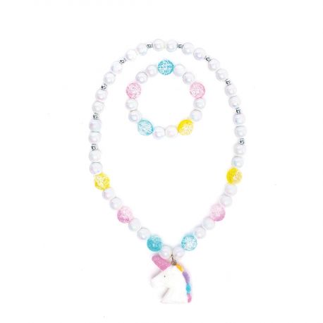White Unicorn Halskette & Bracelet Set