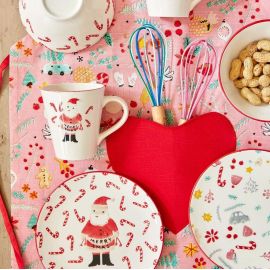 Keramikbecher - WeiÃŸ - Santa And Candy Cane Print