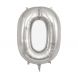 Folienballon Zahlen - silver 0