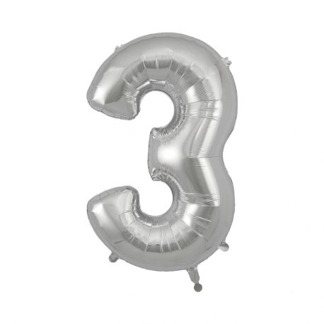 Folienballon Zahlen - silver 3