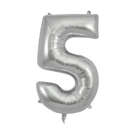 Folienballon Zahlen - silver 5