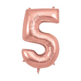Folienballon Zahlen - rose gold 5