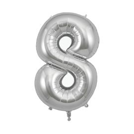 Folienballon Zahlen - silver 8