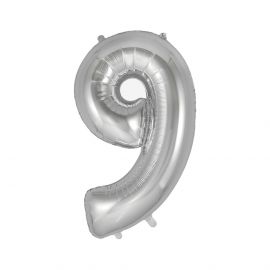 Folienballon Zahlen - silver 9