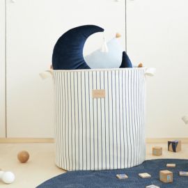OdÃ©on Spielzeugkorb - 41 x 37 x 37 cm - Blue Thin Stripes & Natural
