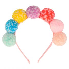 Haarband Regenbogen-Pompon