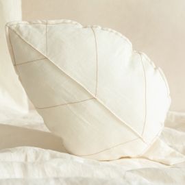 Lin français Kissen Blatt - Off White - 25x35 cm