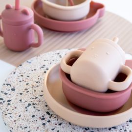 Silikon Trinkbecher mit Strohhalm - Mahony rose