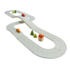 Plan Toys - Straßen-Bausatz Rubber Road & Rail - Large Set