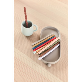 Set von 6 Silikon -Strohhalmen - Karamell/Beu