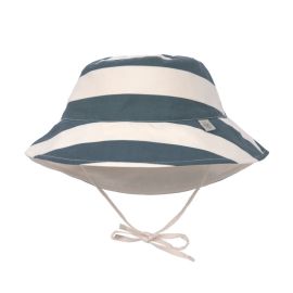 Sonnenschutz Eimer Hut Blockstreifen, milchig/blau