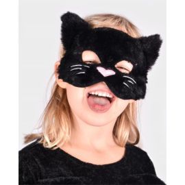 Den Goda Fen - Flauschige schwarze Katzenmaske Einzigartige Größe