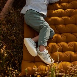 Kim Sneaker mit Klettverschlüsse - Stripe Garden green & Creme de la creme