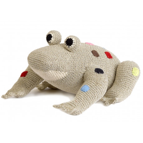 Großer goldener Häkelfrosch mit Punkten Großer goldener Häkelfrosch mit Punkten