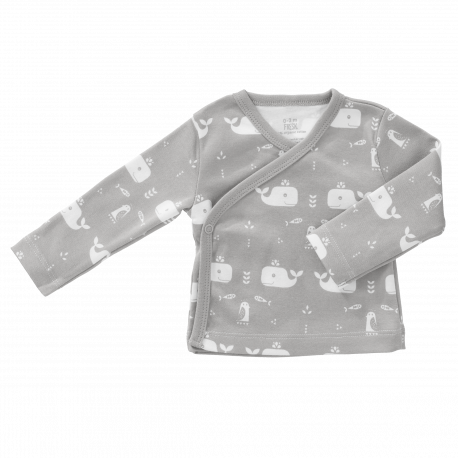 Baby-Shirt mit Überschlag 'Whale Dawn grey' Baby-Shirt mit Überschlag 'Whale Dawn grey'