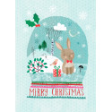 Postkarte - merry x-mas snow bunny