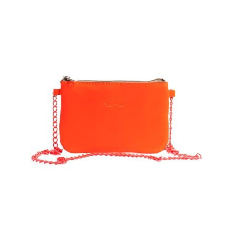 petit sac orange fluo en cuir avec bandoulière 74cm petit sac orange fluo en cuir avec bandoulière 74cm