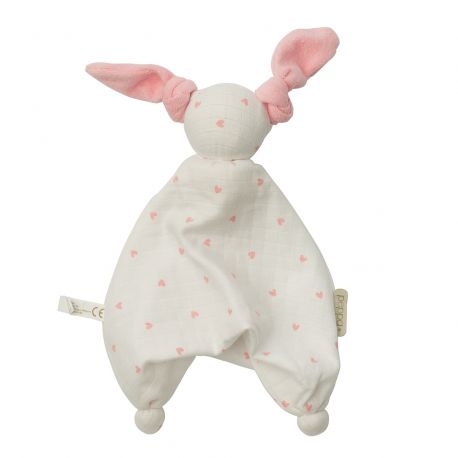 Schnuffeltuch Floppy muslin - Hearts white/pink (muslin/terry) Schnuffeltuch Floppy muslin - Hearts white/pink (muslin/terry)