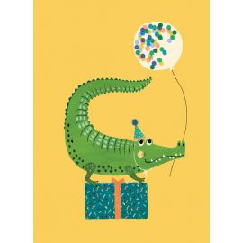 Postkarte Party Krokodil
