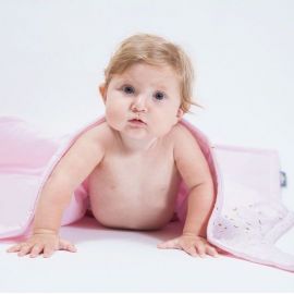 Decke für baby mit Futter aus Bio-Baumwolle 110 x 90 cm Pink