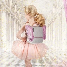 süsse Kindergartentasche mit Flügeln in silber und rosa